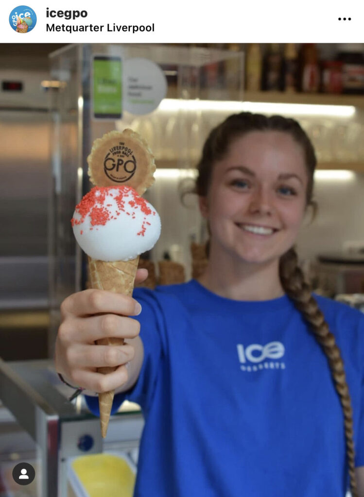 Icegpo girl serving ice cream