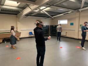 Students wearing VR headset